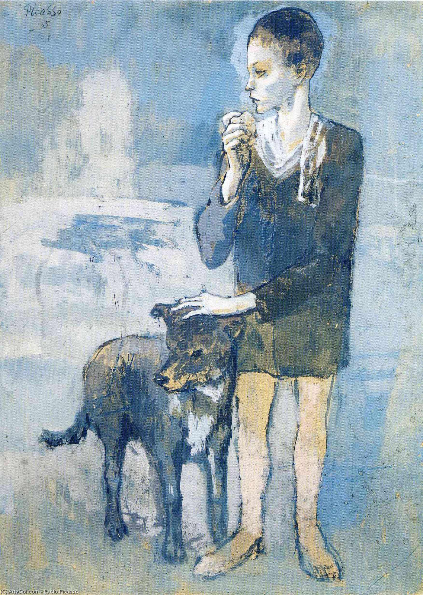 WikiOO.org - Güzel Sanatlar Ansiklopedisi - Resim, Resimler Pablo Picasso - Boy with a Dog
