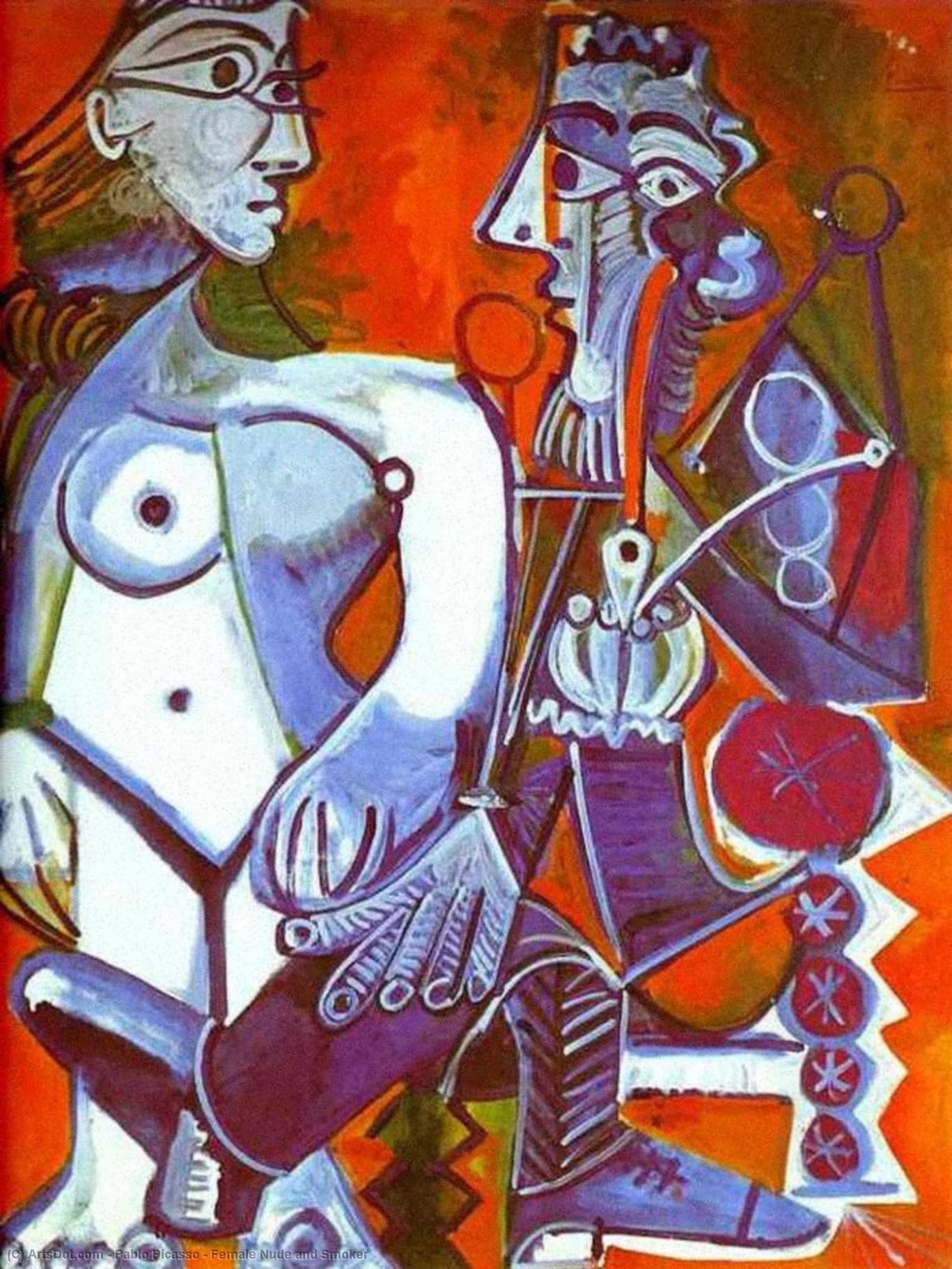 WikiOO.org – 美術百科全書 - 繪畫，作品 Pablo Picasso - 女性裸体和吸烟者