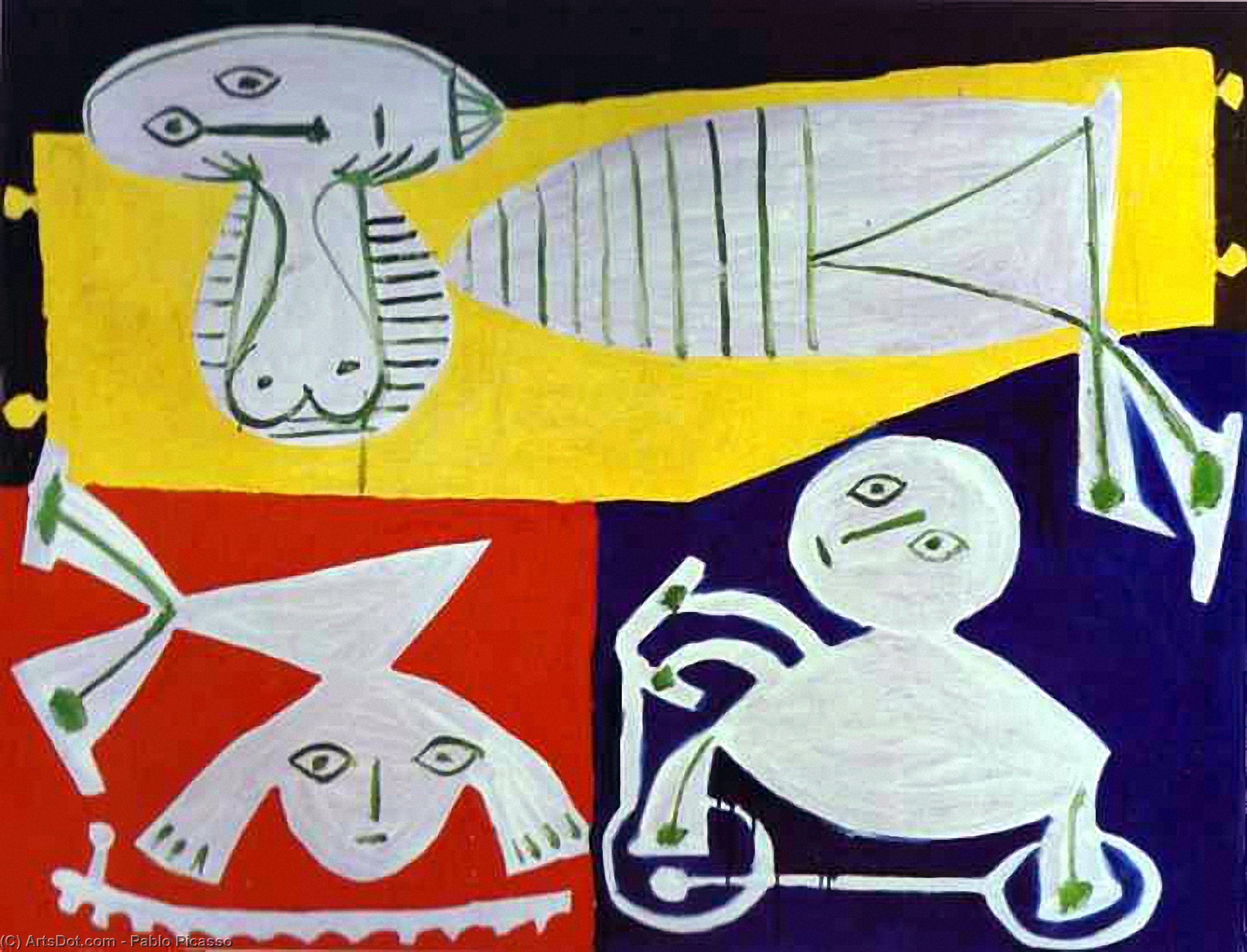 Wikioo.org - The Encyclopedia of Fine Arts - Painting, Artwork by Pablo Picasso - Franèoise Gilot with Claude and Paloma