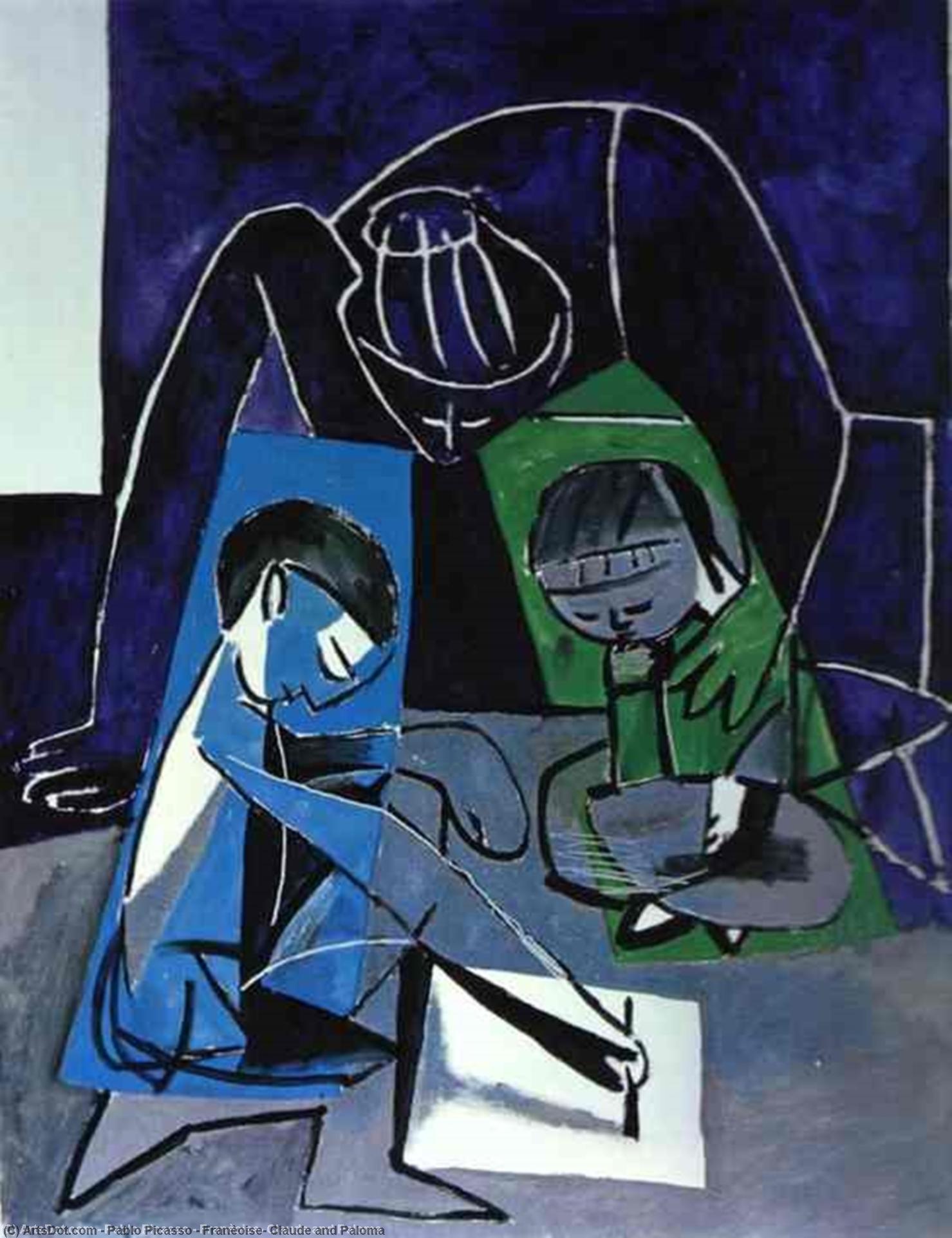 WikiOO.org - Encyclopedia of Fine Arts - Schilderen, Artwork Pablo Picasso - Franèoise, Claude and Paloma