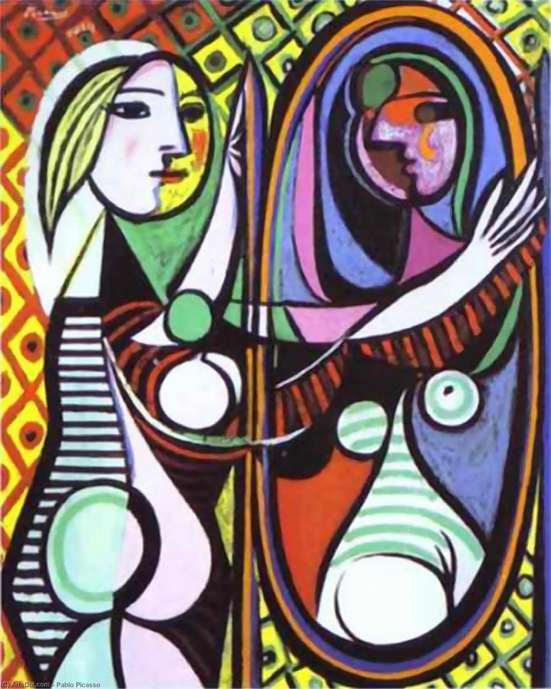 WikiOO.org - אנציקלופדיה לאמנויות יפות - ציור, יצירות אמנות Pablo Picasso - Girl Before a Mirror