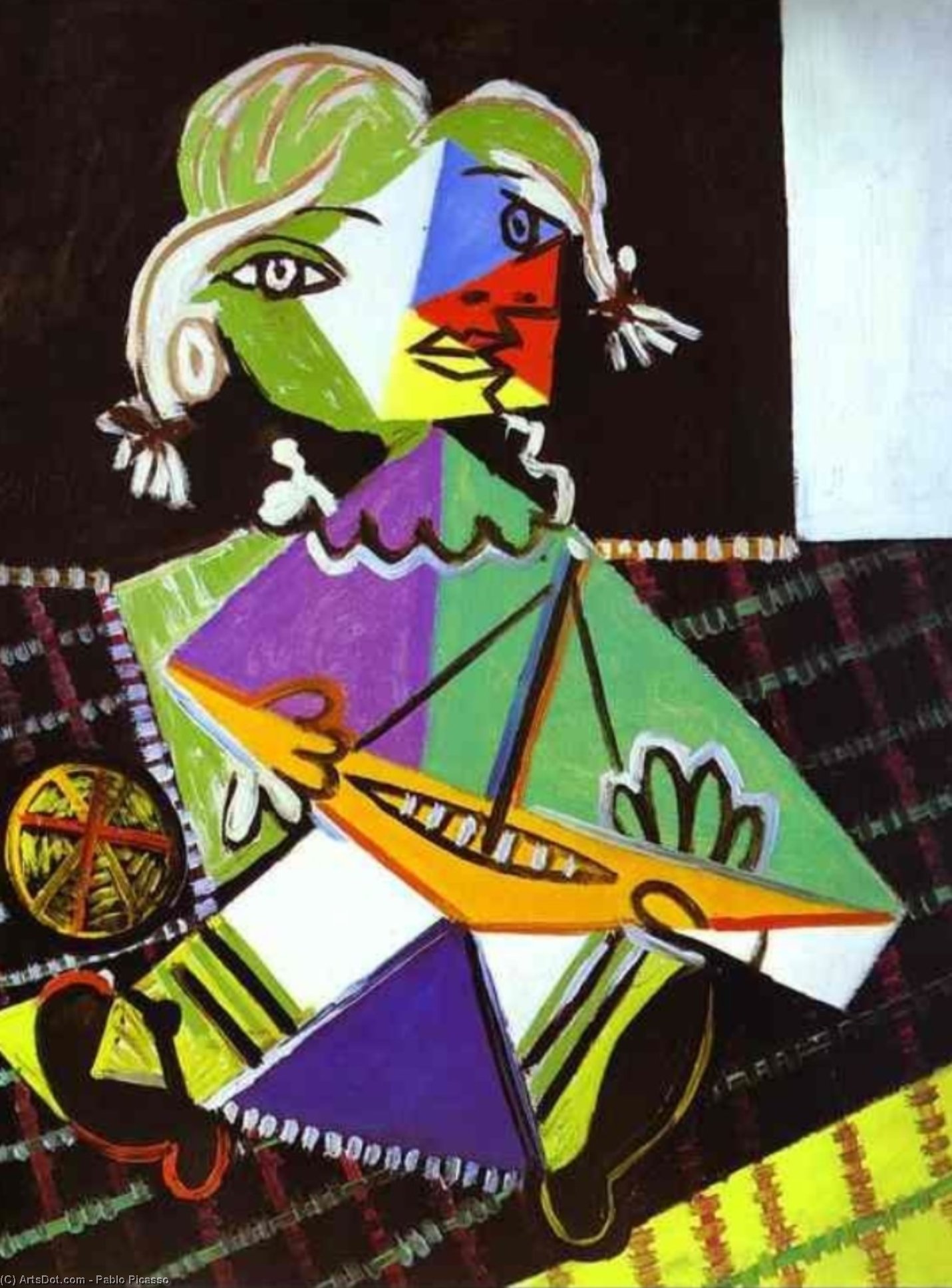 Wikoo.org - موسوعة الفنون الجميلة - اللوحة، العمل الفني Pablo Picasso - Girl with a Boat (Maya Picasso)
