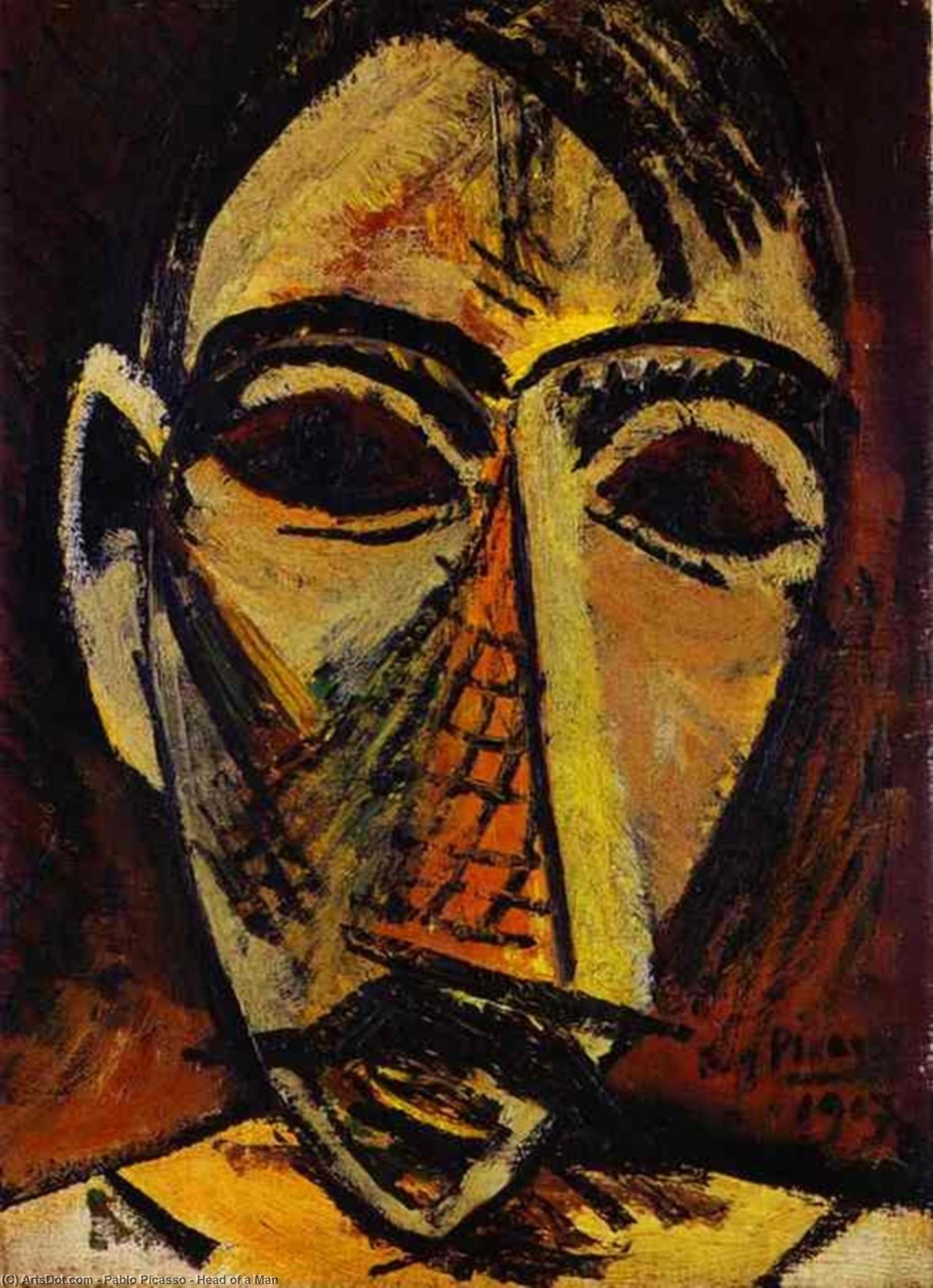 WikiOO.org - Encyclopedia of Fine Arts - Maalaus, taideteos Pablo Picasso - Head of a Man