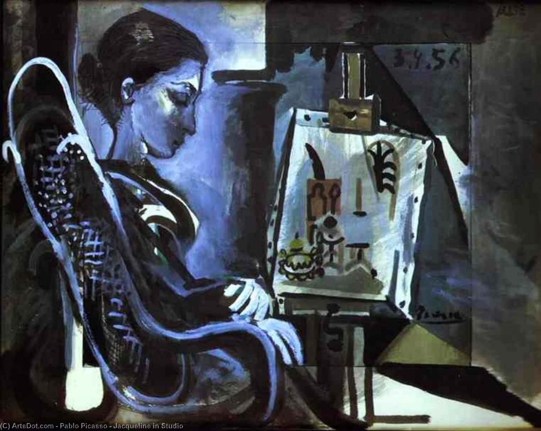 Wikioo.org – L'Encyclopédie des Beaux Arts - Peinture, Oeuvre de Pablo Picasso - jacqueline dans studio