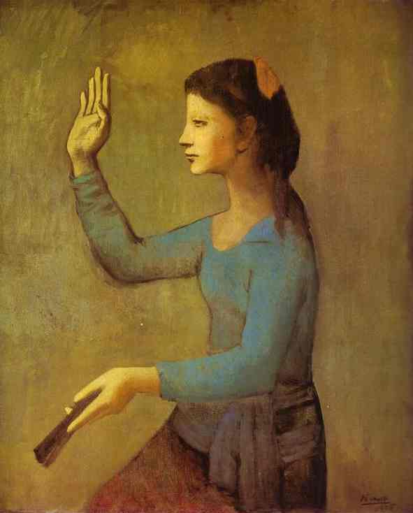 Wikioo.org - สารานุกรมวิจิตรศิลป์ - จิตรกรรม Pablo Picasso - Lady with a Fan