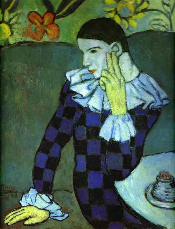 Wikioo.org - The Encyclopedia of Fine Arts - Painting, Artwork by Pablo Picasso - Leaning Harlequin