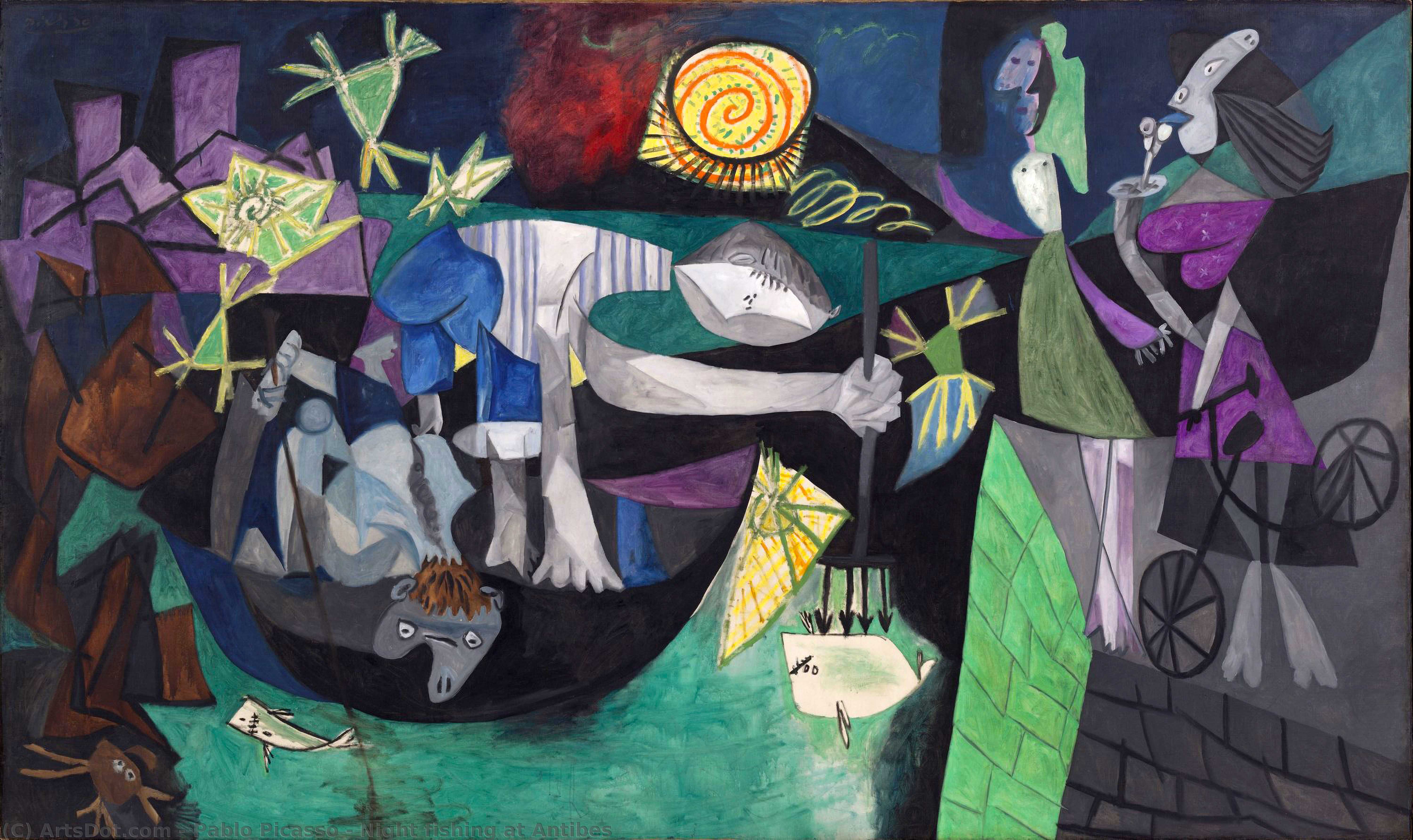 WikiOO.org - Enciklopedija dailės - Tapyba, meno kuriniai Pablo Picasso - Night fishing at Antibes
