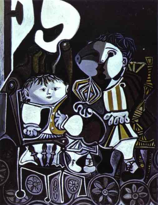 Wikoo.org - موسوعة الفنون الجميلة - اللوحة، العمل الفني Pablo Picasso - Paloma and Claude, Children of Picasso