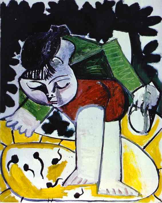 Wikioo.org - The Encyclopedia of Fine Arts - Painting, Artwork by Pablo Picasso - Paloma Playing with Tadpoles