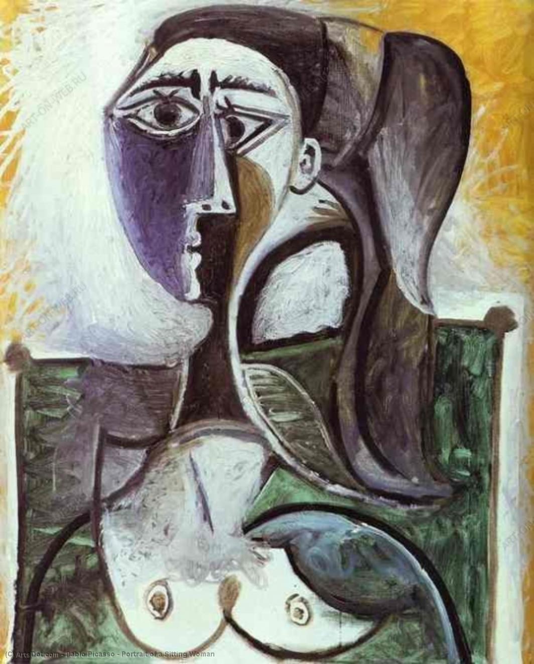 Wikioo.org - The Encyclopedia of Fine Arts - Painting, Artwork by Pablo Picasso - Portrait of a Sitting Woman