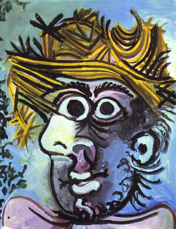 WikiOO.org - Энциклопедия изобразительного искусства - Живопись, Картины  Pablo Picasso - Портрет человека  в     шляпа
