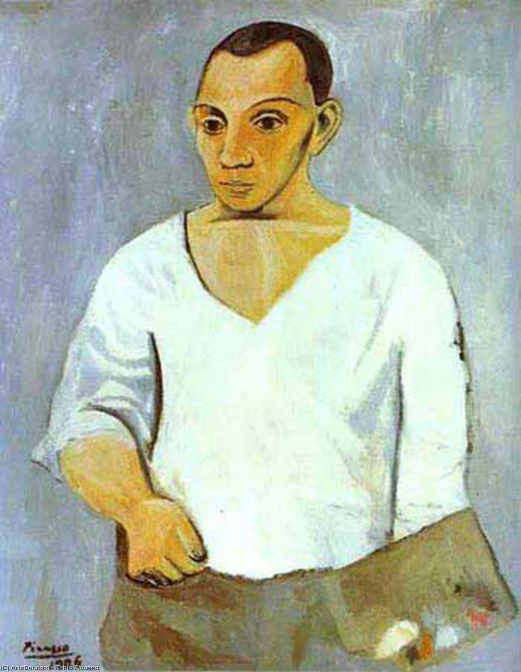 WikiOO.org - Encyclopedia of Fine Arts - Maalaus, taideteos Pablo Picasso - Self-Portrait with a Palette