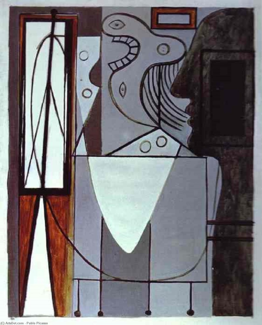 Wikioo.org - The Encyclopedia of Fine Arts - Painting, Artwork by Pablo Picasso - Silhoutte of Piccasso and Young Girl Crying