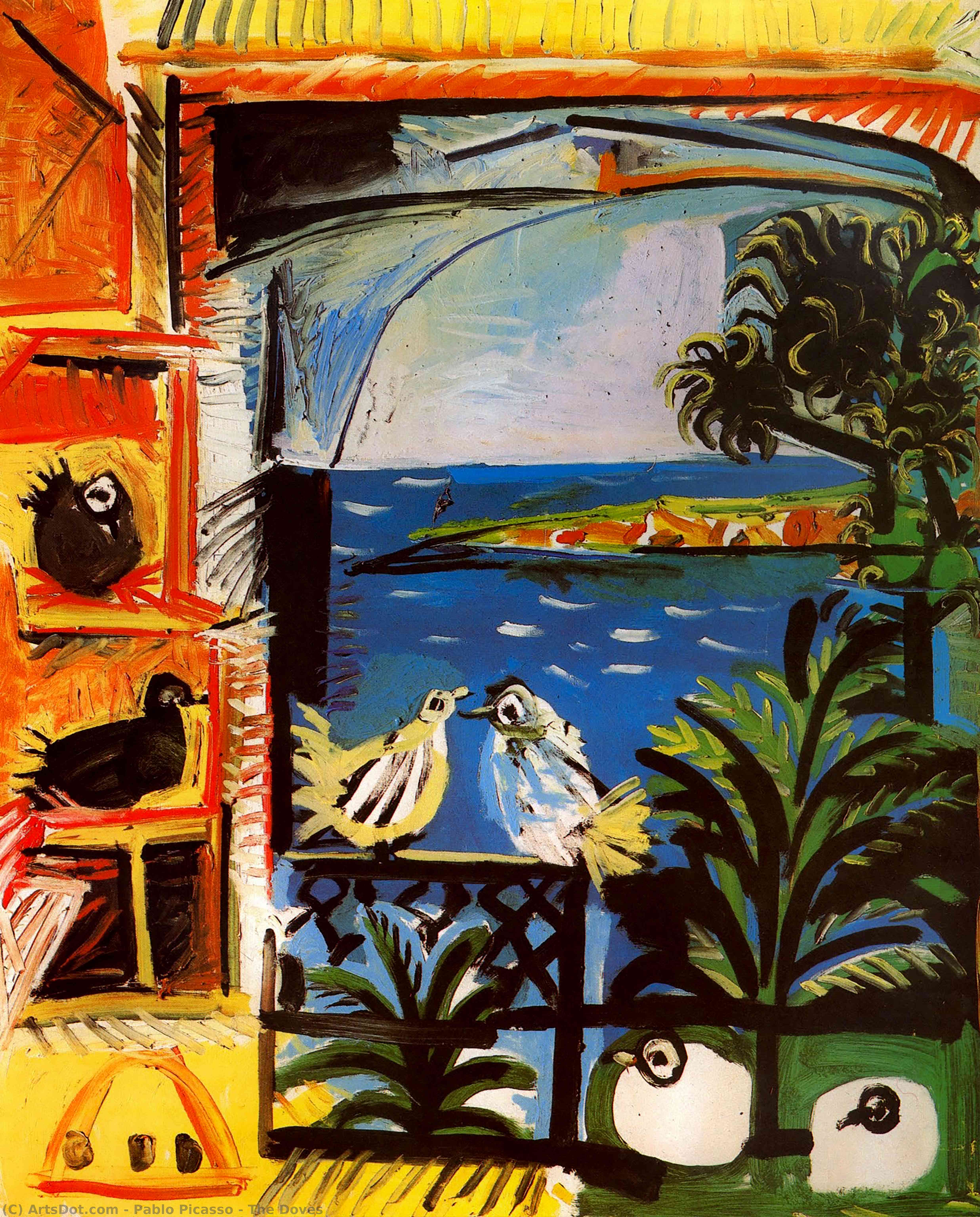 Wikoo.org - موسوعة الفنون الجميلة - اللوحة، العمل الفني Pablo Picasso - The Doves