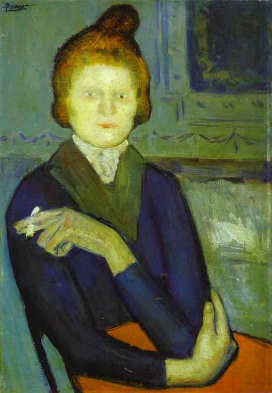 Wikioo.org - The Encyclopedia of Fine Arts - Painting, Artwork by Pablo Picasso - Woman with a Cigarette