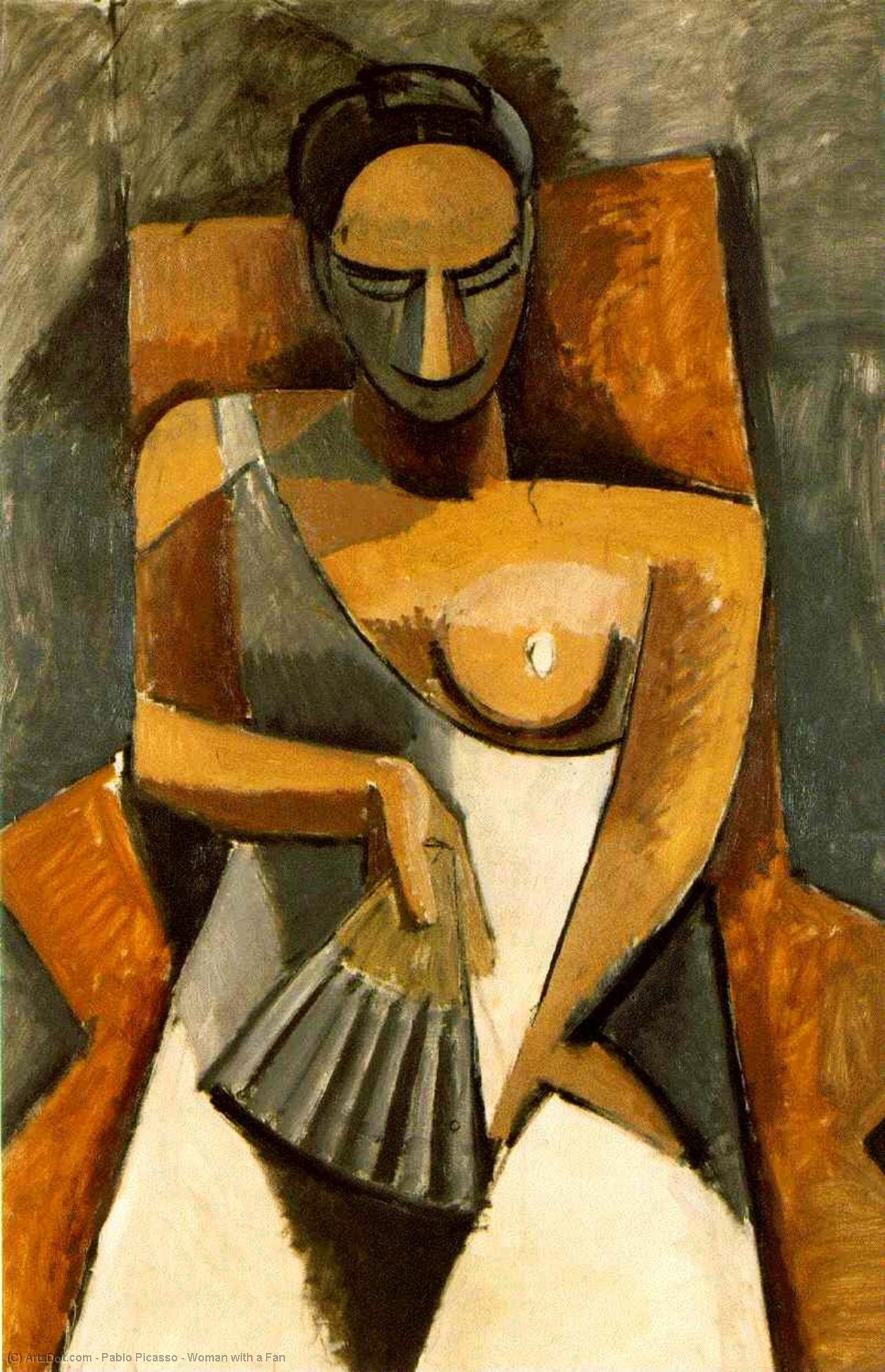 Wikioo.org - สารานุกรมวิจิตรศิลป์ - จิตรกรรม Pablo Picasso - Woman with a Fan