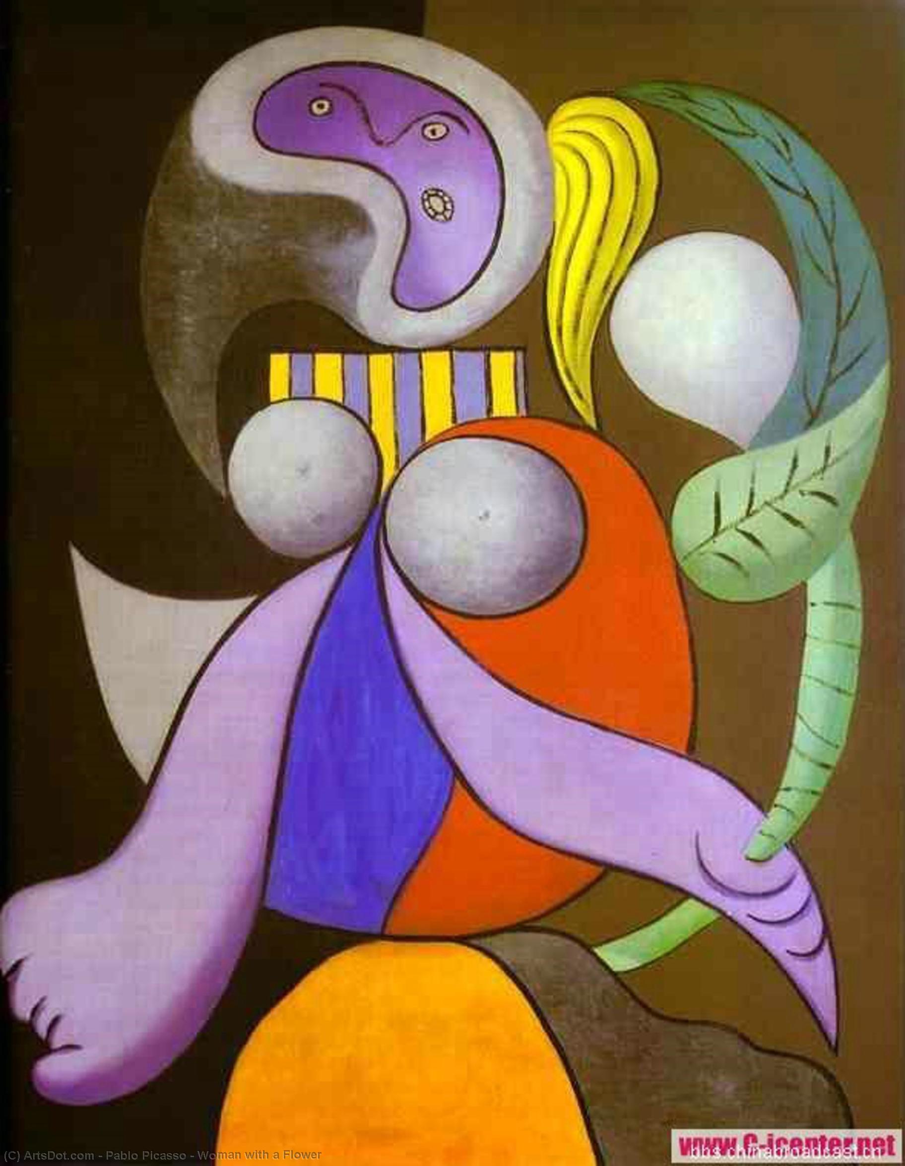 Wikioo.org - สารานุกรมวิจิตรศิลป์ - จิตรกรรม Pablo Picasso - Woman with a Flower
