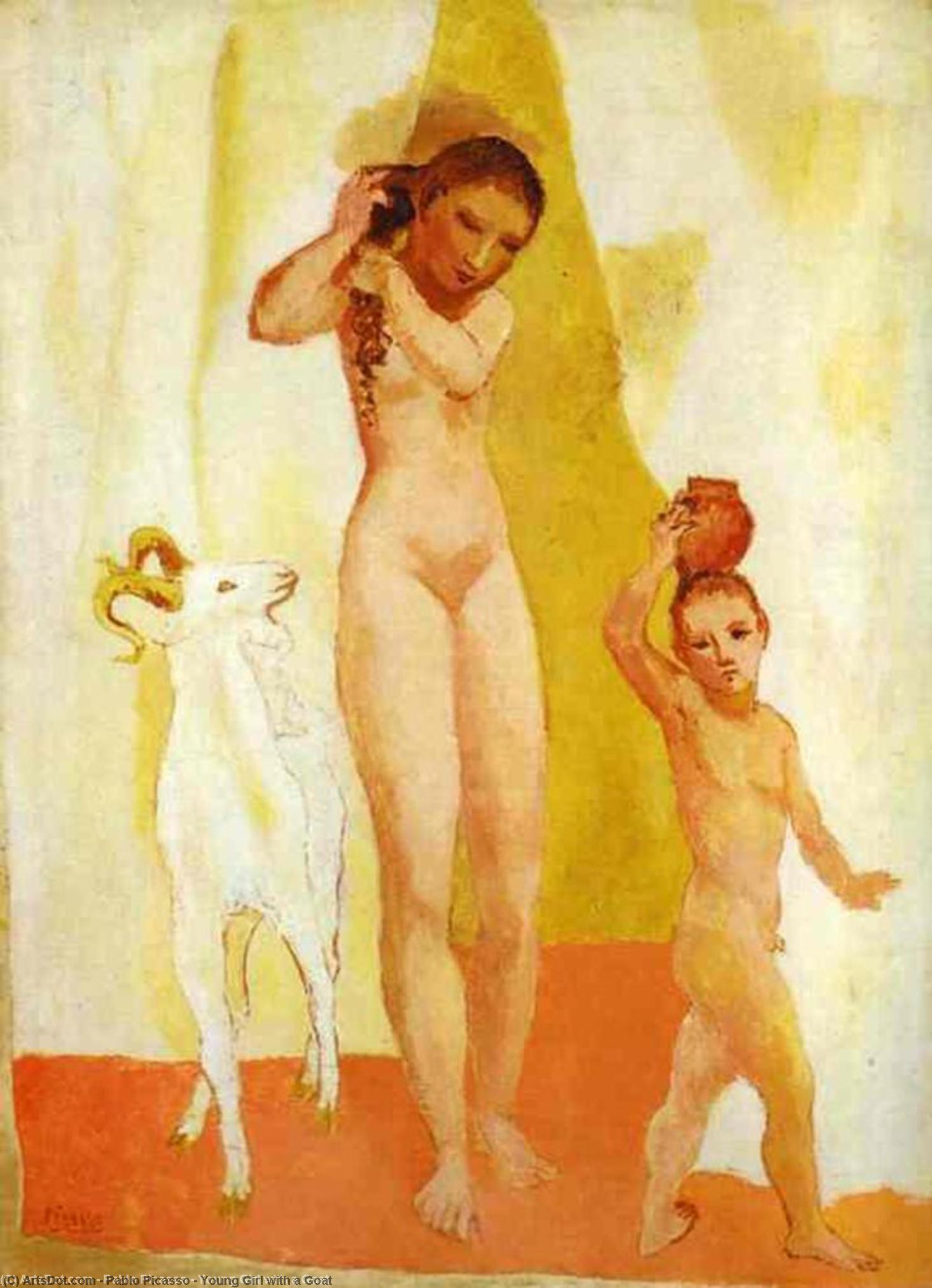 Wikioo.org - The Encyclopedia of Fine Arts - Painting, Artwork by Pablo Picasso - Young Girl with a Goat