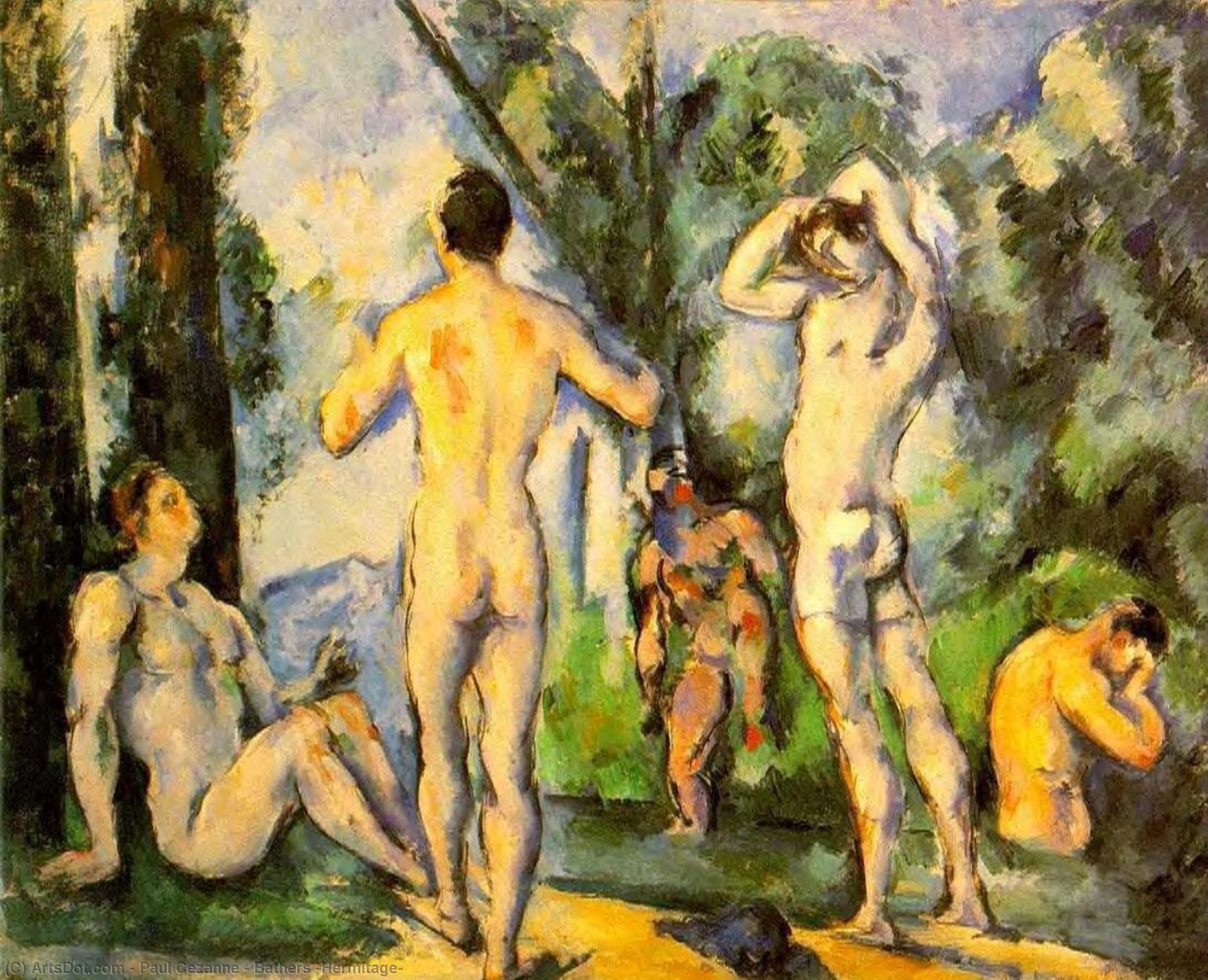 WikiOO.org - 百科事典 - 絵画、アートワーク Paul Cezanne - 水浴びをする人 (世捨て人の住処