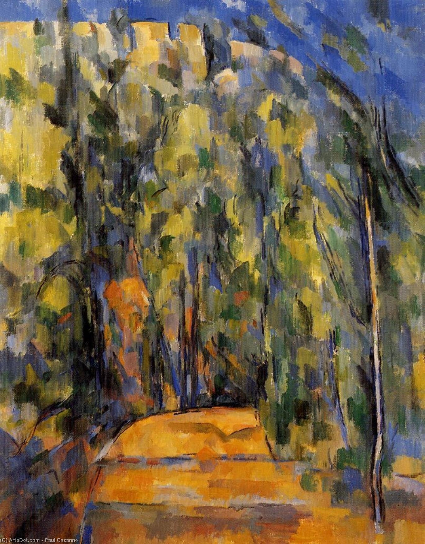 WikiOO.org - Encyclopedia of Fine Arts - Maľba, Artwork Paul Cezanne - Bend in Forest Road