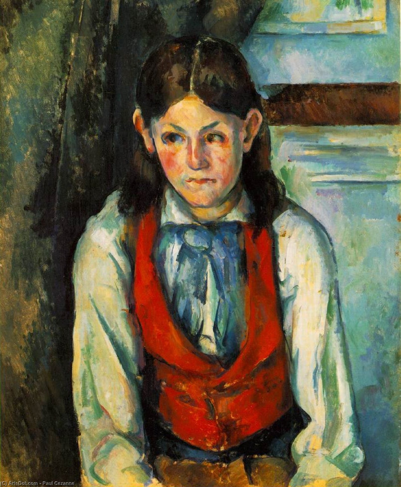 Wikioo.org - Die Enzyklopädie bildender Kunst - Malerei, Kunstwerk von Paul Cezanne - Boy in einer roten Weste