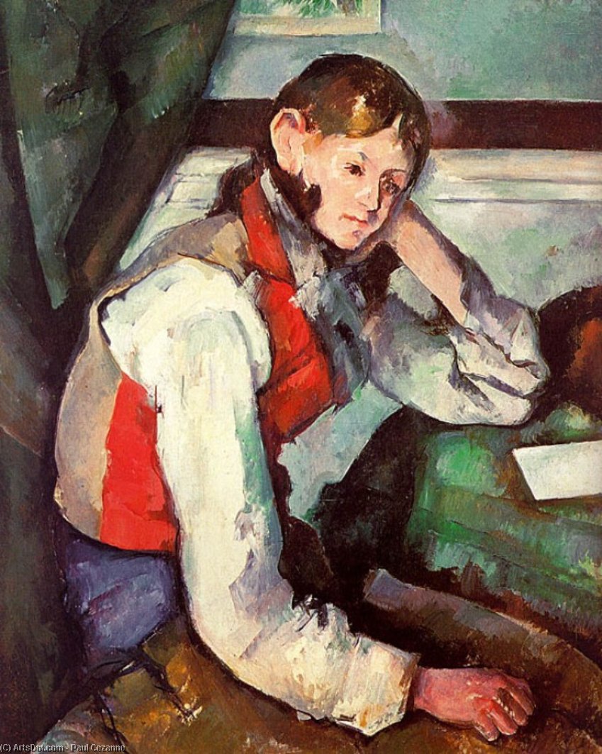 Wikioo.org - Encyklopedia Sztuk Pięknych - Malarstwo, Grafika Paul Cezanne - Boy in a Red Vest