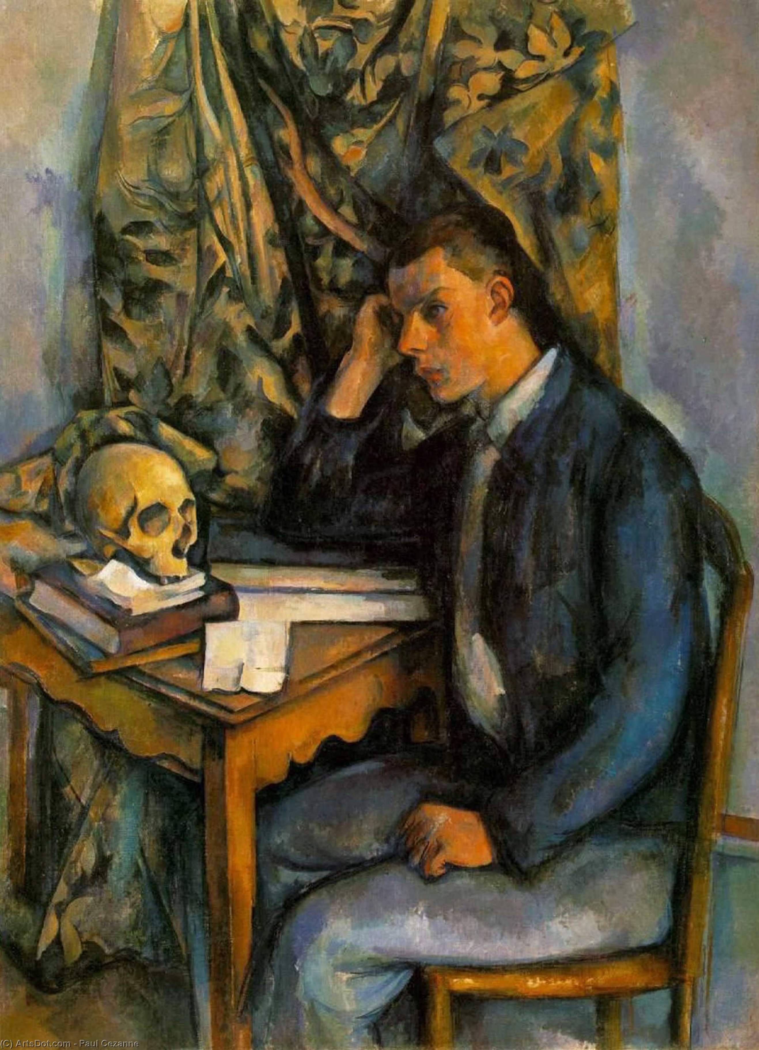 Wikioo.org – L'Encyclopédie des Beaux Arts - Peinture, Oeuvre de Paul Cezanne - garçon avec crâne