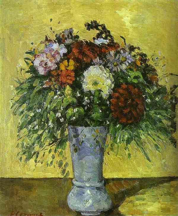 WikiOO.org – 美術百科全書 - 繪畫，作品 Paul Cezanne - 花儿  在  蓝色 花瓶
