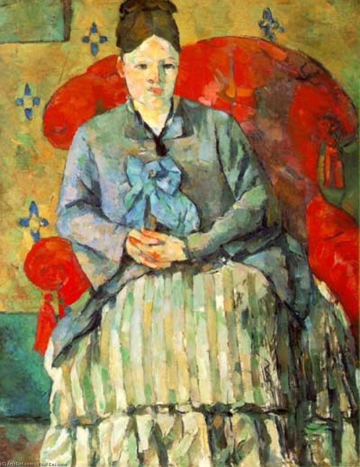 WikiOO.org – 美術百科全書 - 繪畫，作品 Paul Cezanne - 霍滕斯Fiquet的条纹裙