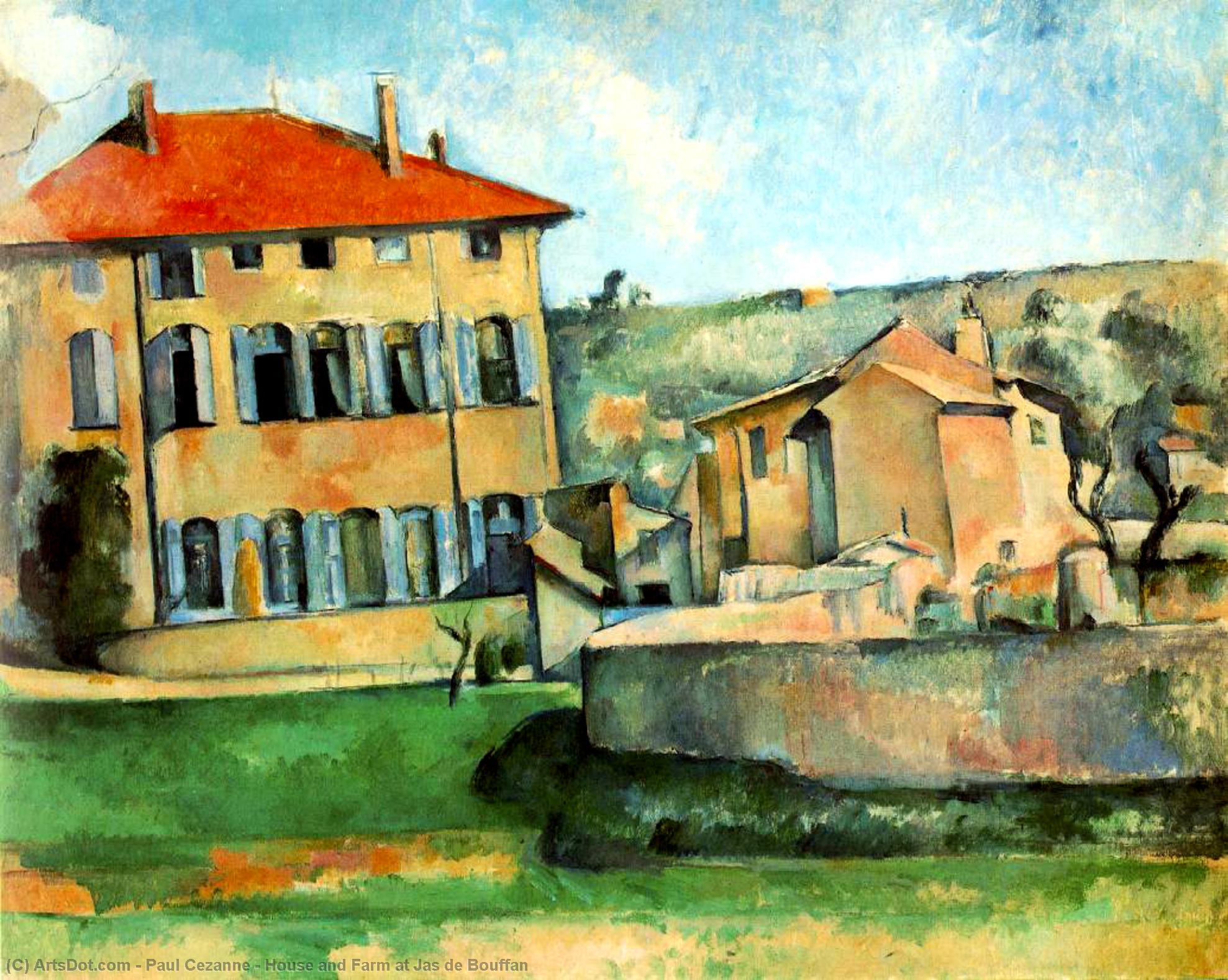 Wikioo.org - The Encyclopedia of Fine Arts - Painting, Artwork by Paul Cezanne - House and Farm at Jas de Bouffan