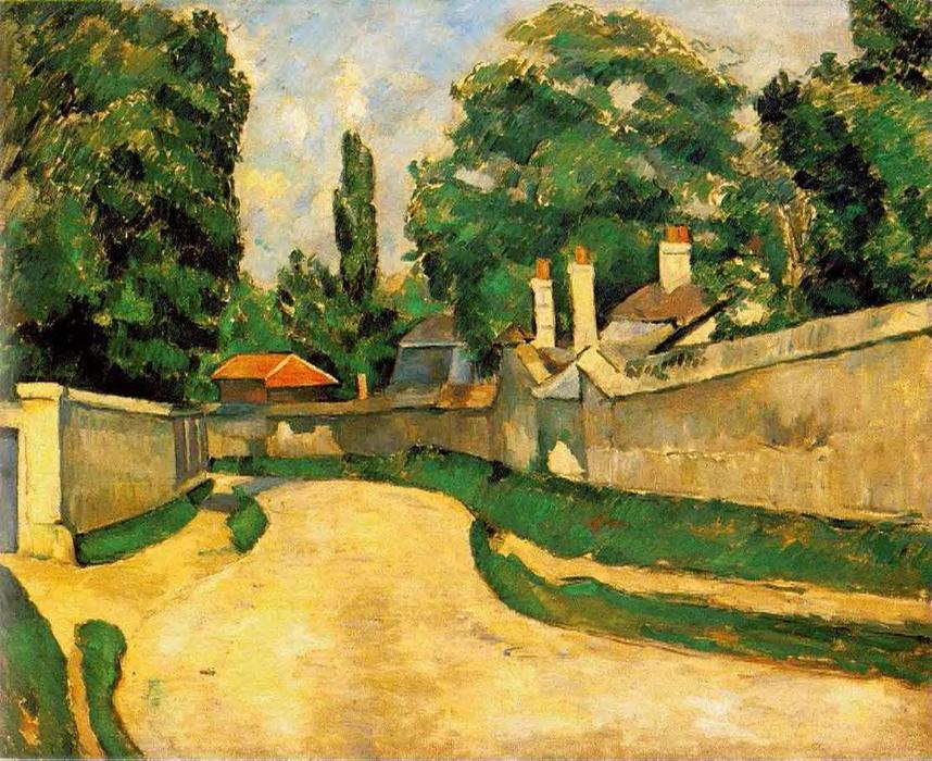 WikiOO.org – 美術百科全書 - 繪畫，作品 Paul Cezanne - 房屋  沿 a  道路