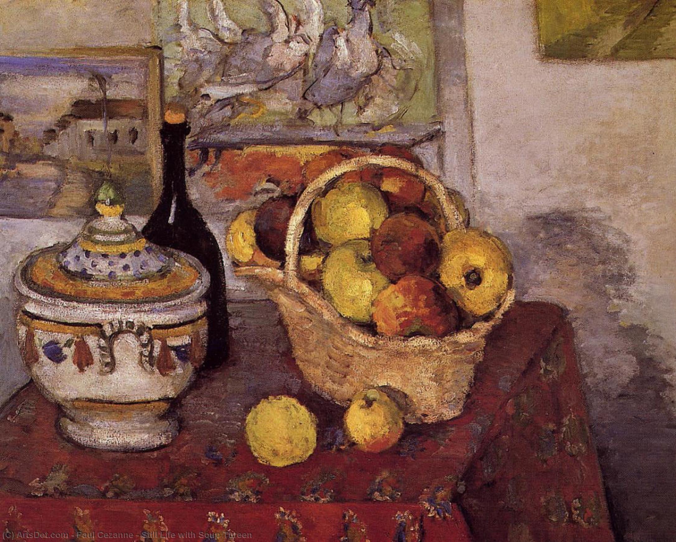 Wikioo.org – La Enciclopedia de las Bellas Artes - Pintura, Obras de arte de Paul Cezanne - bodegón con sopa  Sopera