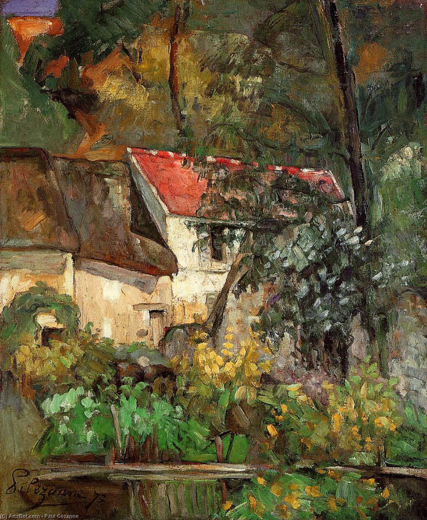 Wikoo.org - موسوعة الفنون الجميلة - اللوحة، العمل الفني Paul Cezanne - The House of Pere Lacroix in Auvers