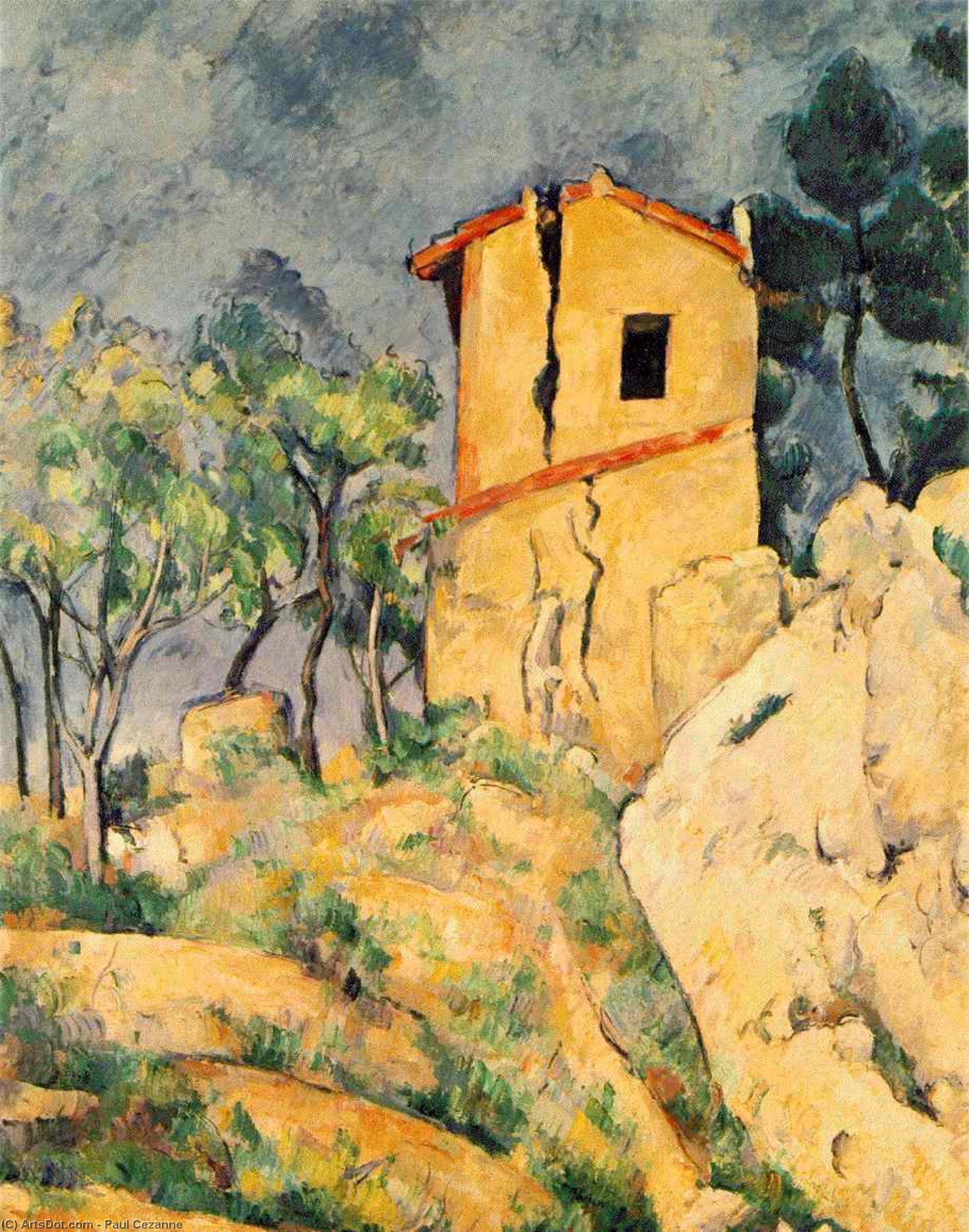 WikiOO.org - Encyclopedia of Fine Arts - Lukisan, Artwork Paul Cezanne - The House with Cracked Walls
