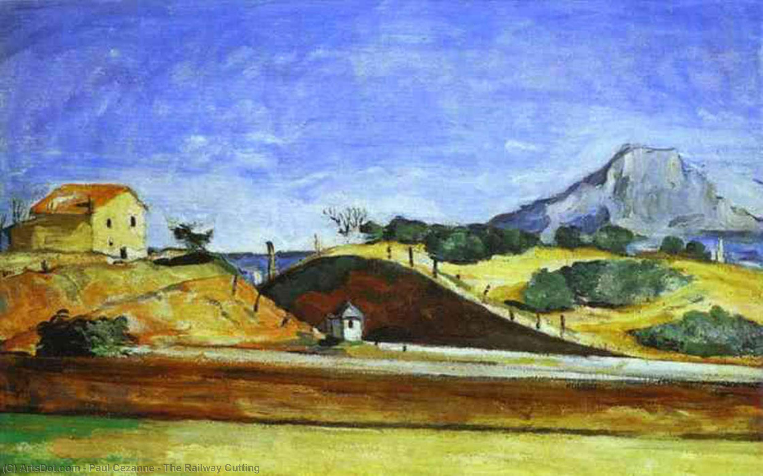 WikiOO.org - Encyclopedia of Fine Arts - Schilderen, Artwork Paul Cezanne - The Railway Cutting