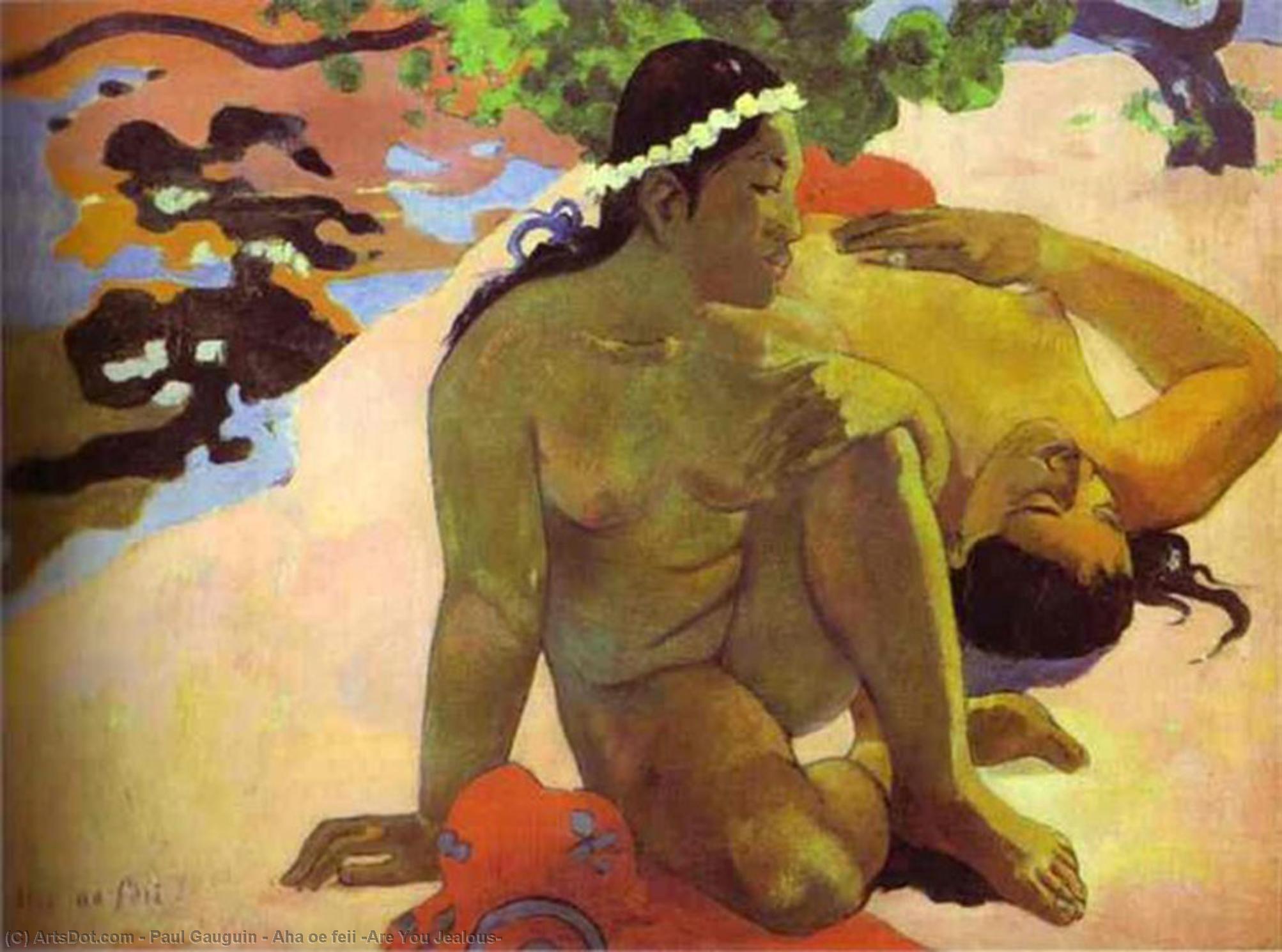 Wikioo.org - The Encyclopedia of Fine Arts - Painting, Artwork by Paul Gauguin - Aha oe feii (Are You Jealous)