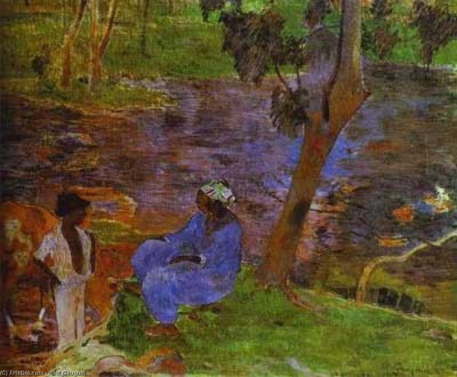 Wikioo.org - The Encyclopedia of Fine Arts - Painting, Artwork by Paul Gauguin - At the Pond