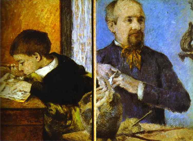 Wikioo.org - The Encyclopedia of Fine Arts - Painting, Artwork by Paul Gauguin - Aube the Sculptor and His Son