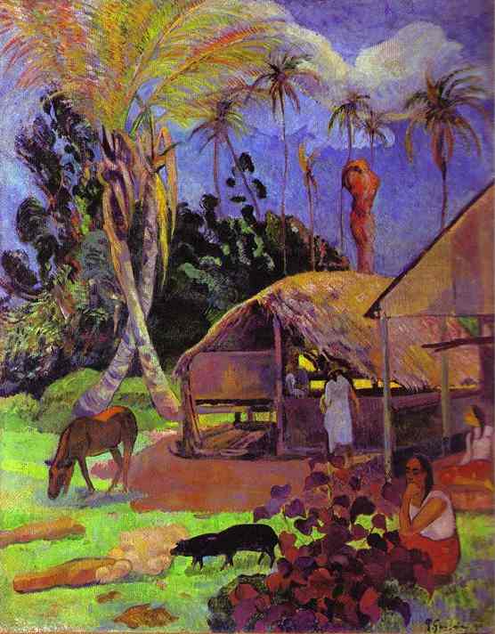 Wikioo.org - The Encyclopedia of Fine Arts - Painting, Artwork by Paul Gauguin - Black pigs