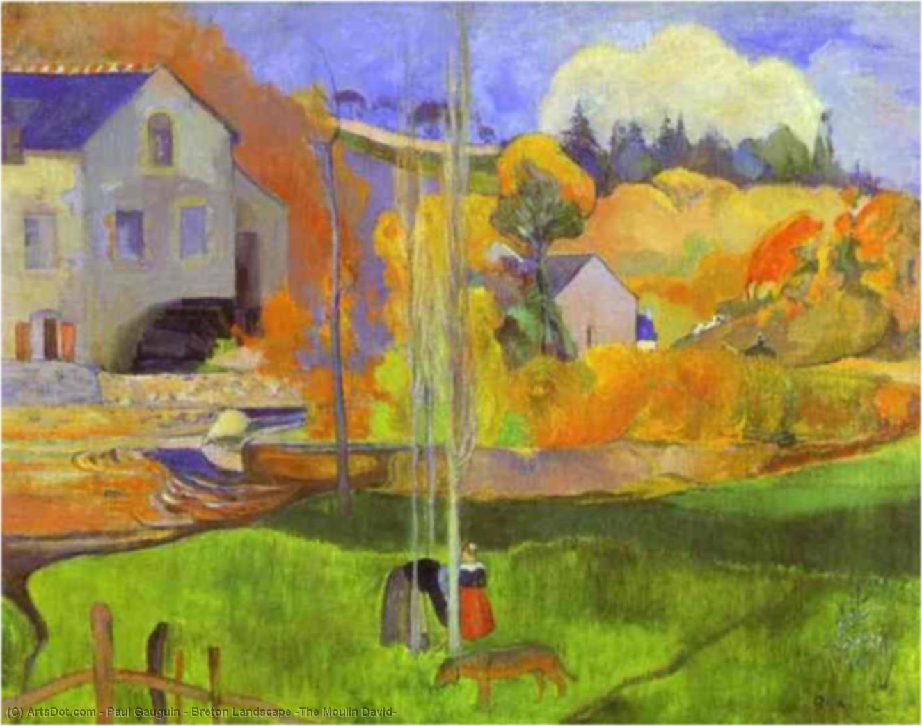Wikioo.org - The Encyclopedia of Fine Arts - Painting, Artwork by Paul Gauguin - Breton Landscape (The Moulin David)