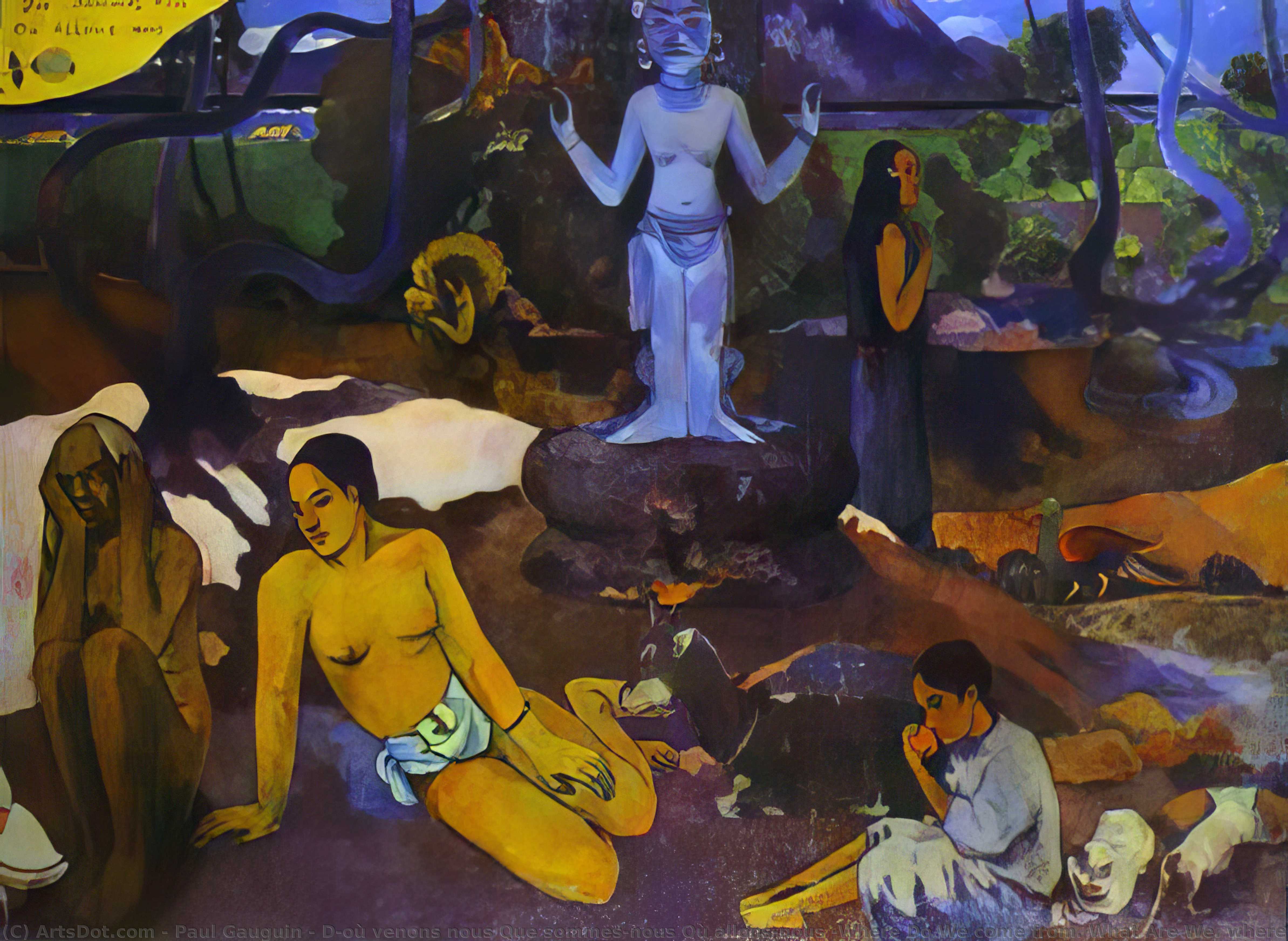 WikiOO.org - Enciklopedija dailės - Tapyba, meno kuriniai Paul Gauguin - D'où venons nous Que sommes-nous Où allons-nous (Where Do We come from. What Are We. where Are We Going)