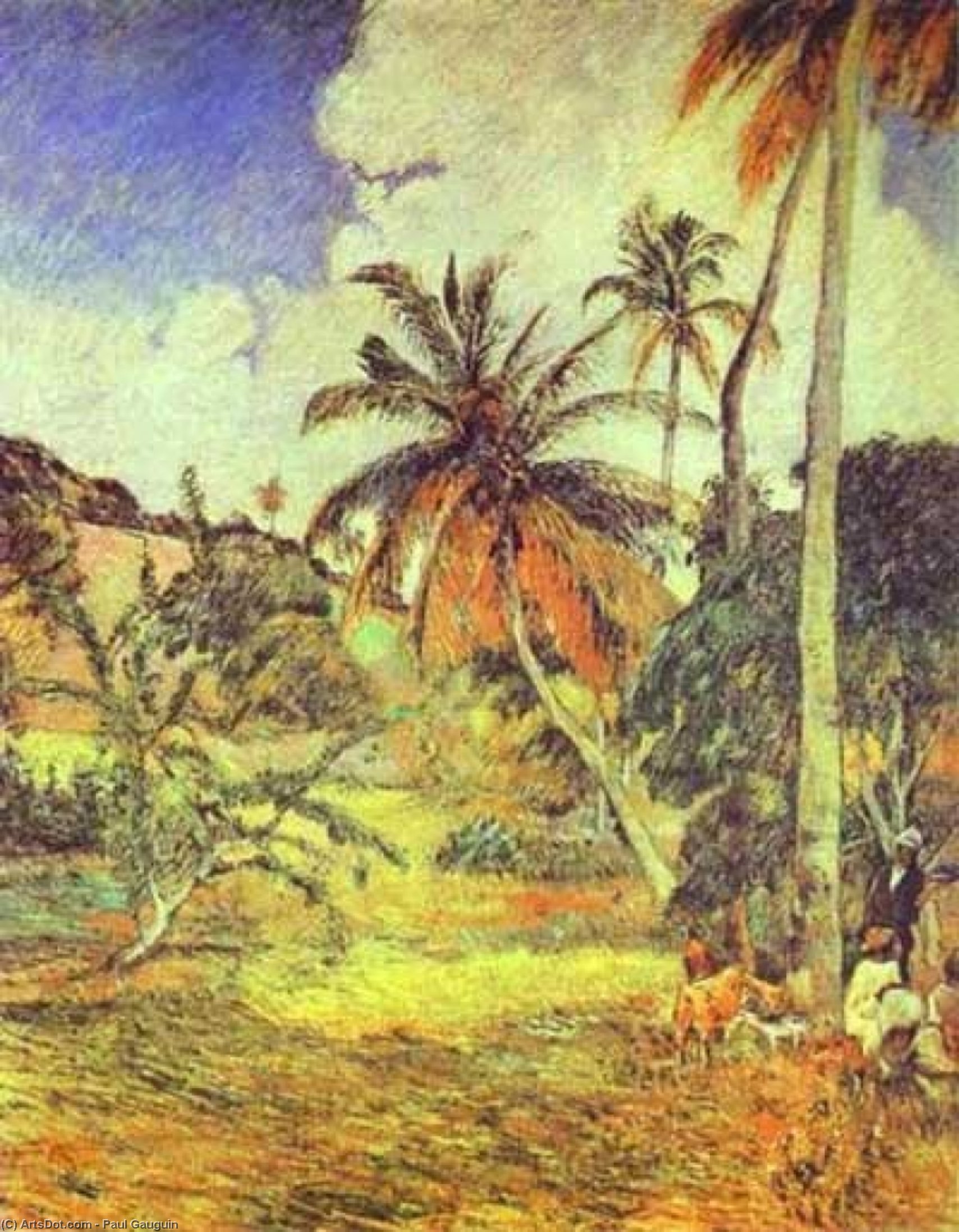 Wikoo.org - موسوعة الفنون الجميلة - اللوحة، العمل الفني Paul Gauguin - Palm trees on Martinique