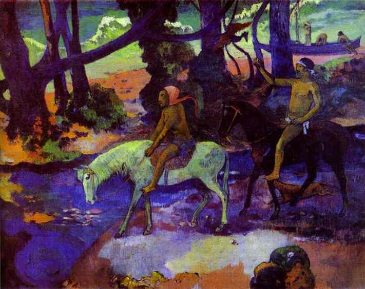 Wikoo.org - موسوعة الفنون الجميلة - اللوحة، العمل الفني Paul Gauguin - Running Away