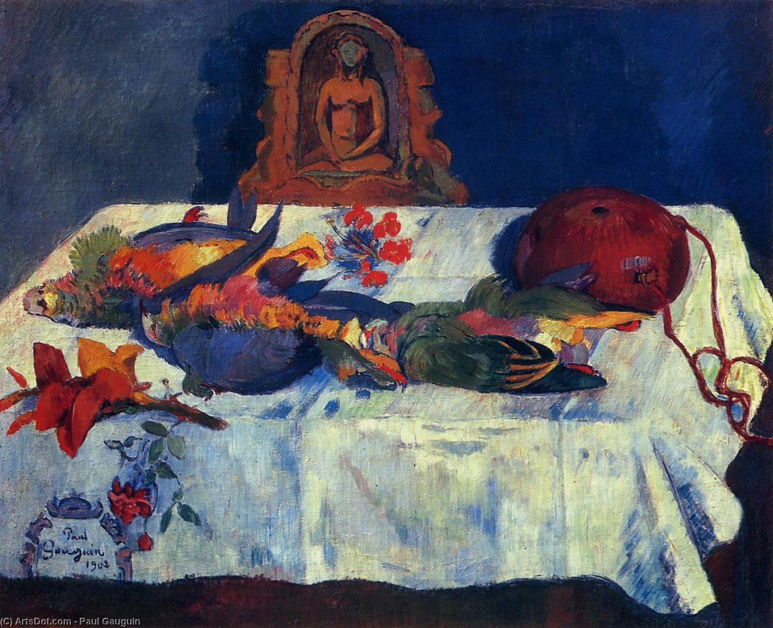WikiOO.org – 美術百科全書 - 繪畫，作品 Paul Gauguin - 静物 与  鹦鹉