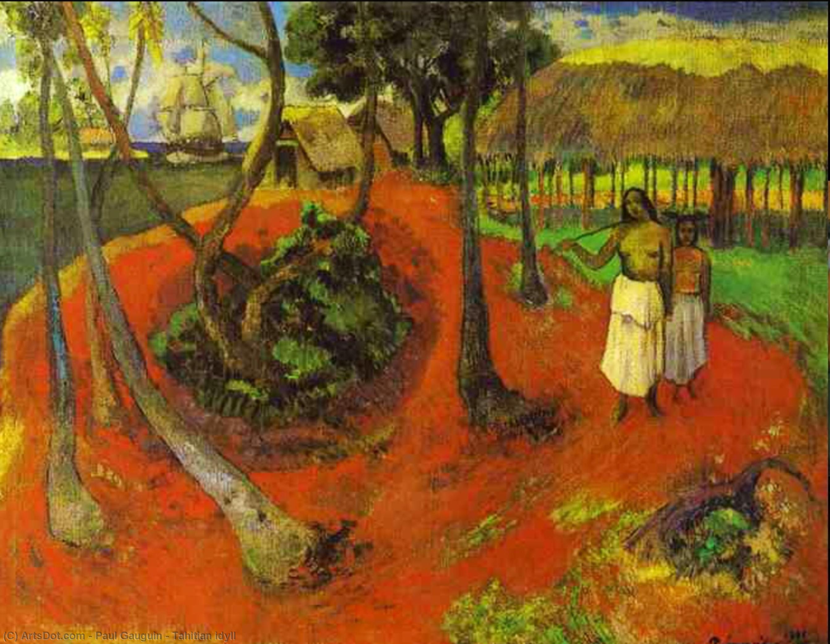 Wikioo.org - Die Enzyklopädie bildender Kunst - Malerei, Kunstwerk von Paul Gauguin - Tahitian Idylle