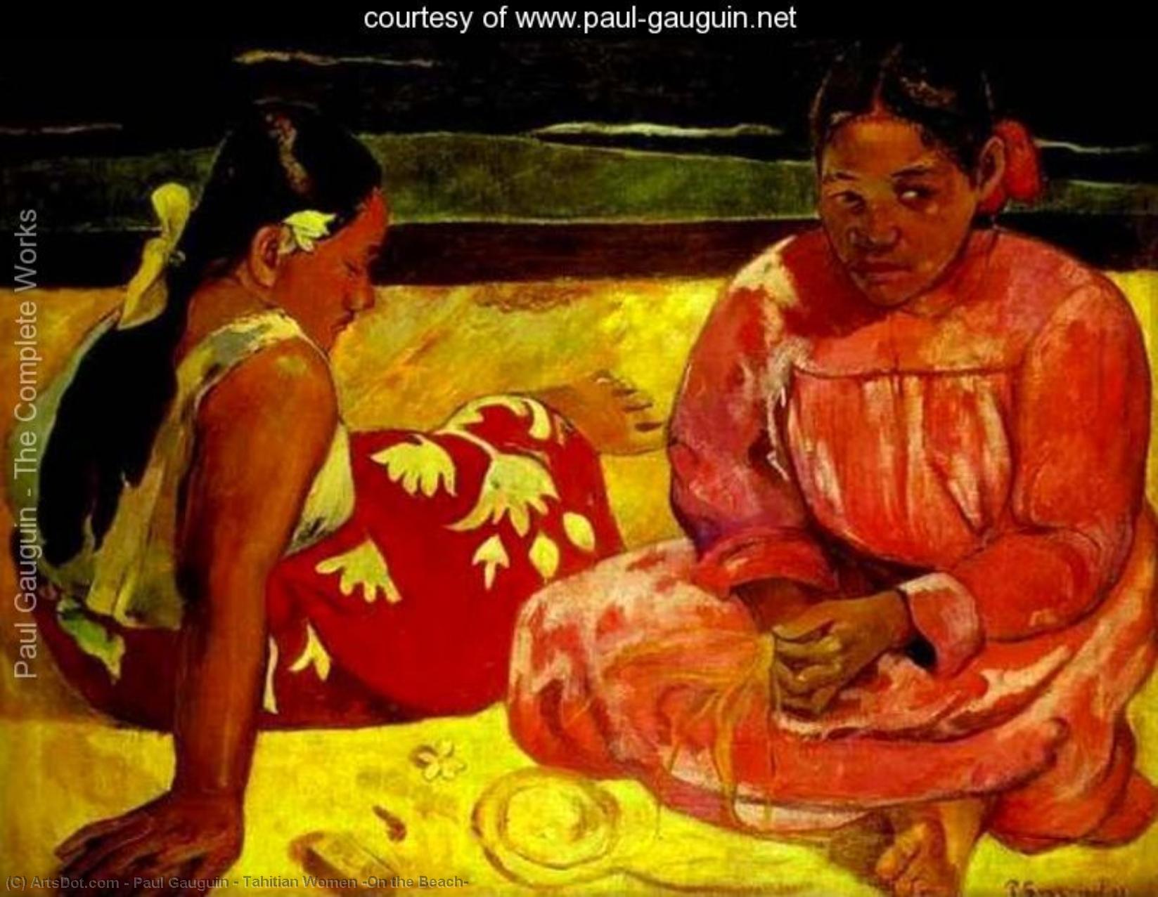 Wikioo.org - The Encyclopedia of Fine Arts - Painting, Artwork by Paul Gauguin - Tahitian Women (On the Beach)