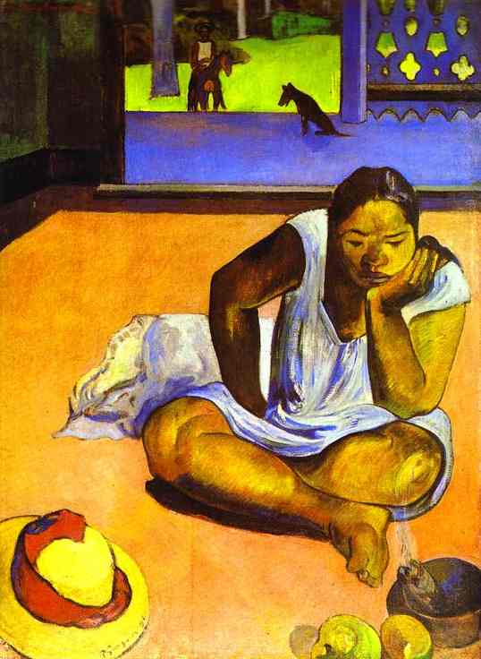 Wikioo.org - The Encyclopedia of Fine Arts - Painting, Artwork by Paul Gauguin - Te Faaturuma (Brooding Woman)