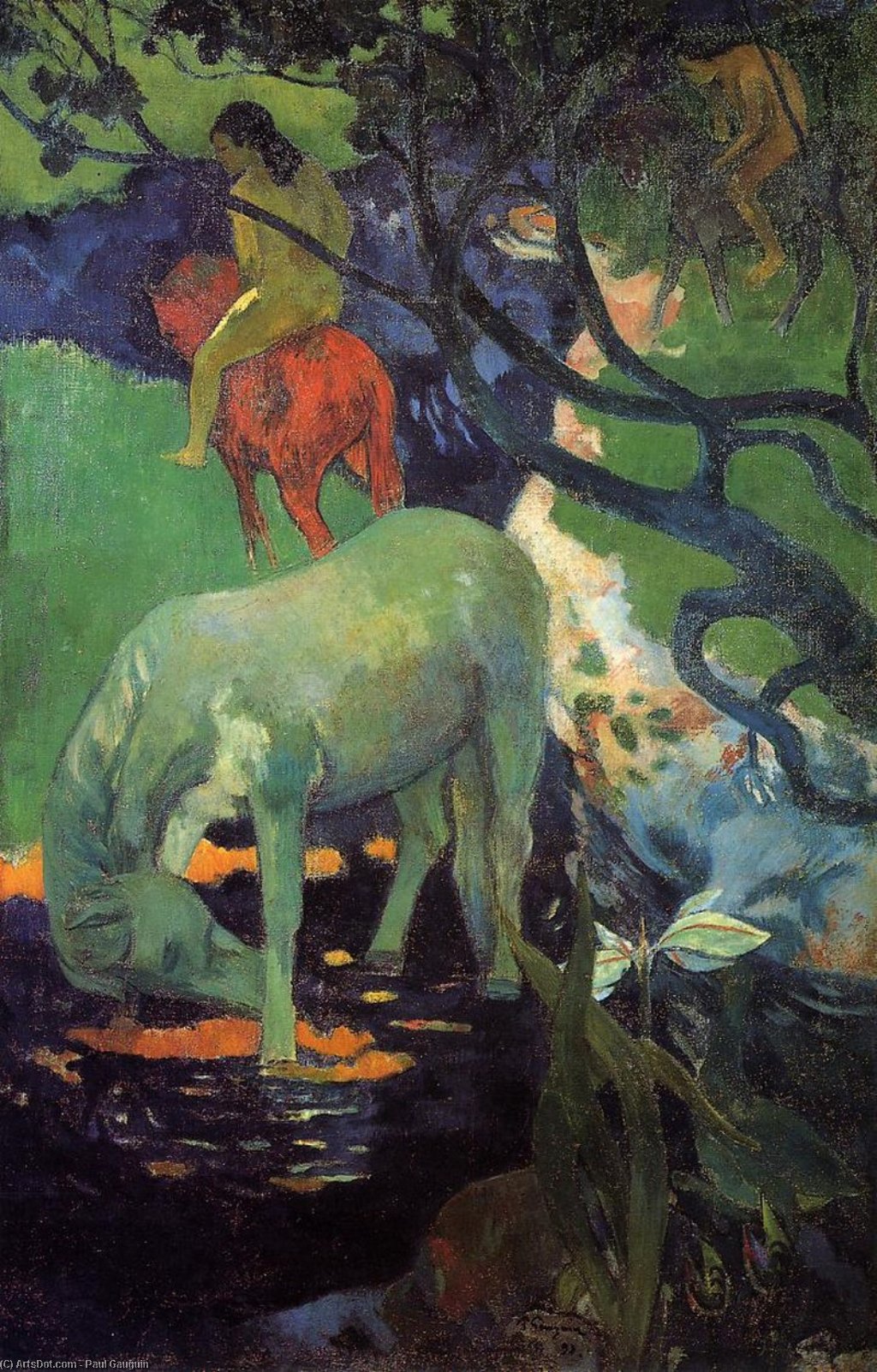 Wikoo.org - موسوعة الفنون الجميلة - اللوحة، العمل الفني Paul Gauguin - The White Horse