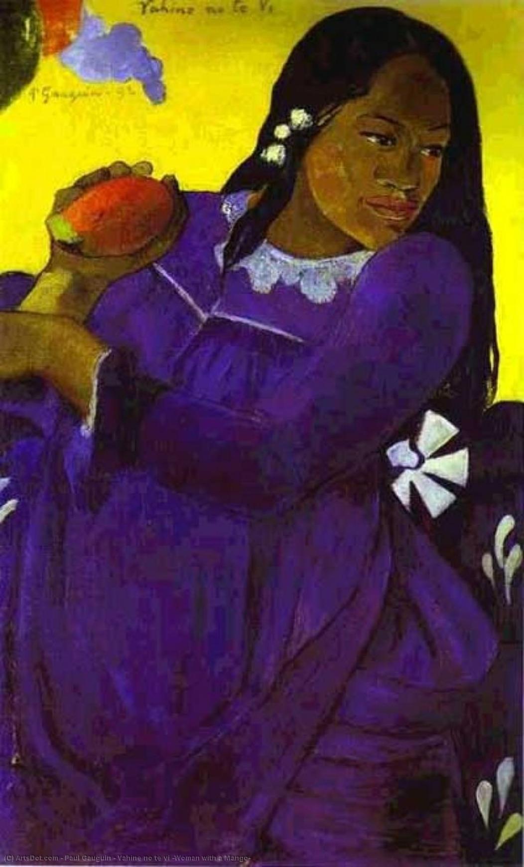 Wikioo.org - The Encyclopedia of Fine Arts - Painting, Artwork by Paul Gauguin - Vahine no te vi (Woman with a Mango)