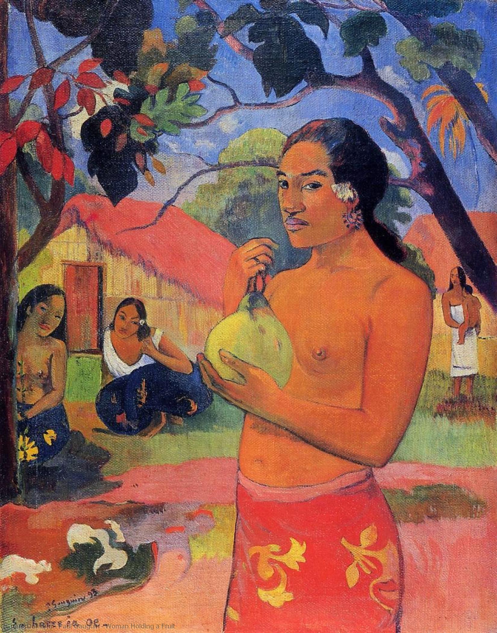 Wikioo.org – L'Enciclopedia delle Belle Arti - Pittura, Opere di Paul Gauguin - donna holding un frutto